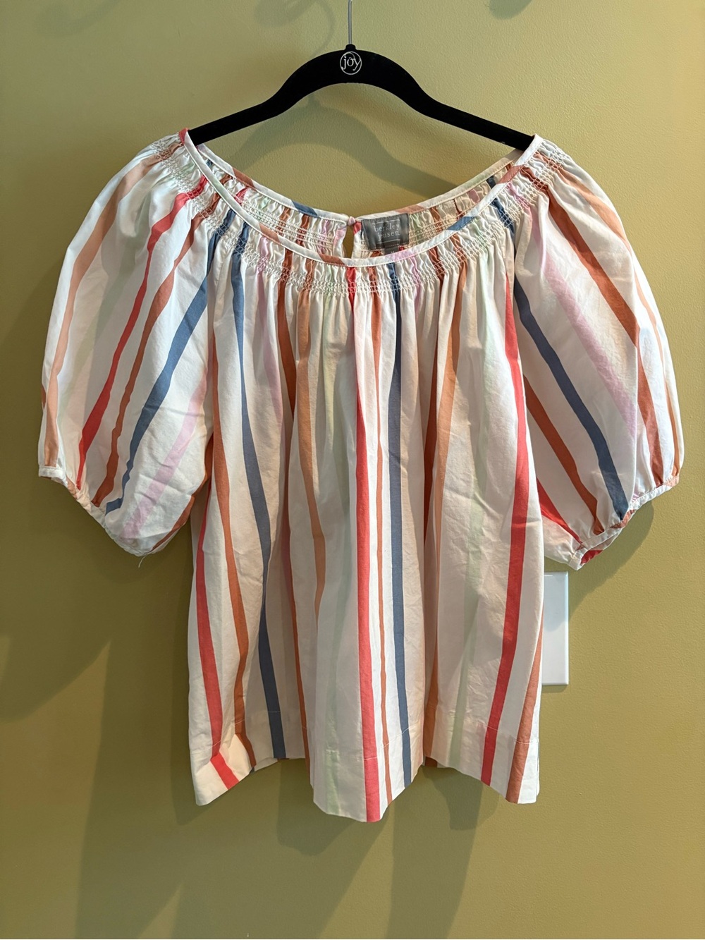 Very cute sherbet striped summer smocked top, M